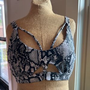 Black and White Snake Print Sports Bra Polewear Pole Top Chantay Small